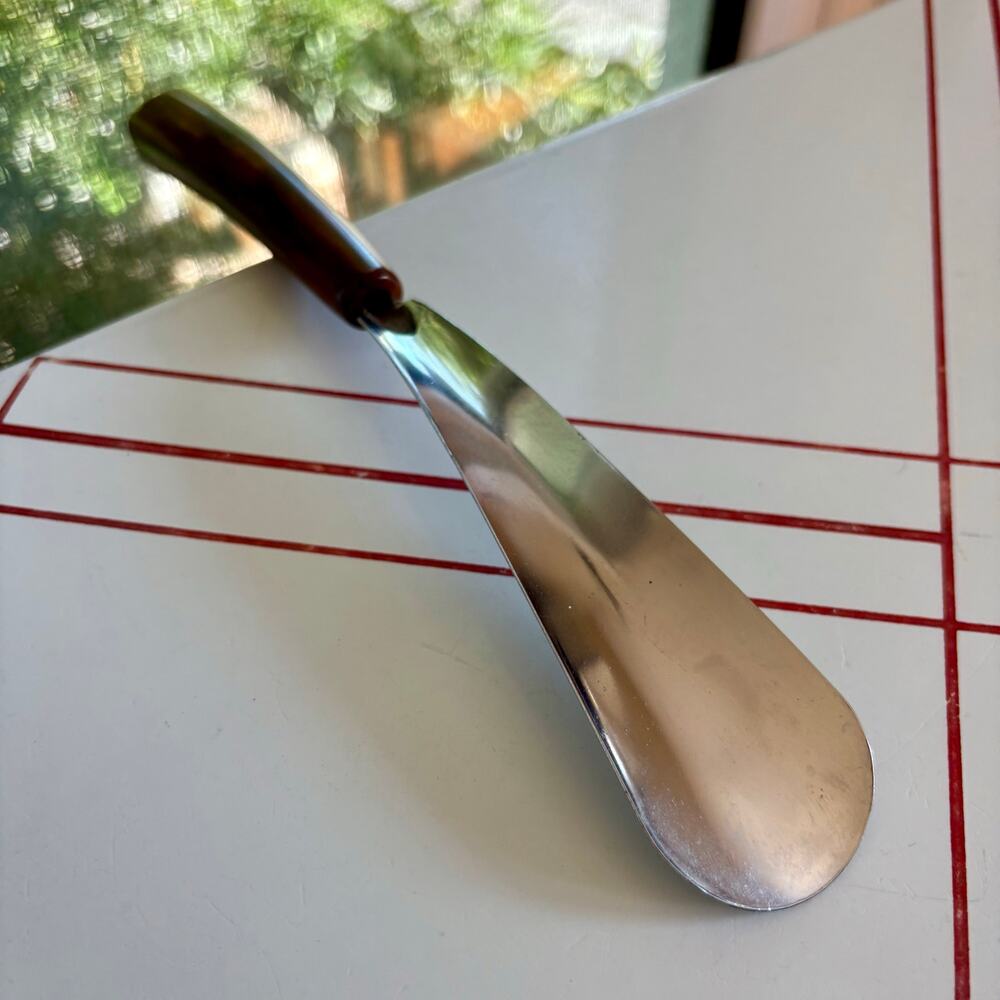 Vintage Shoehorn Brown Swirl Bakelite Handle 10 Inch